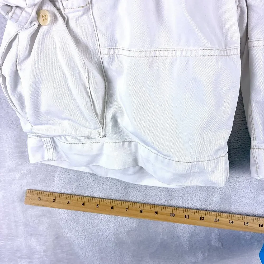 VTG Polo Ralph Lauren Cargo Shorts Mens 34 White Y2K Preppy Baggy Skate Military